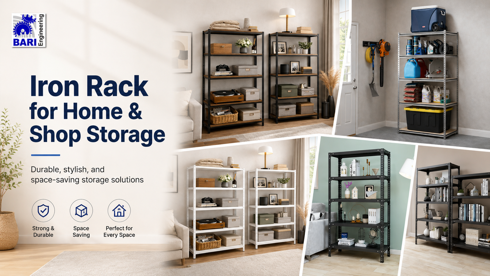 Iron rack for home and shop storage by BARI Engineering