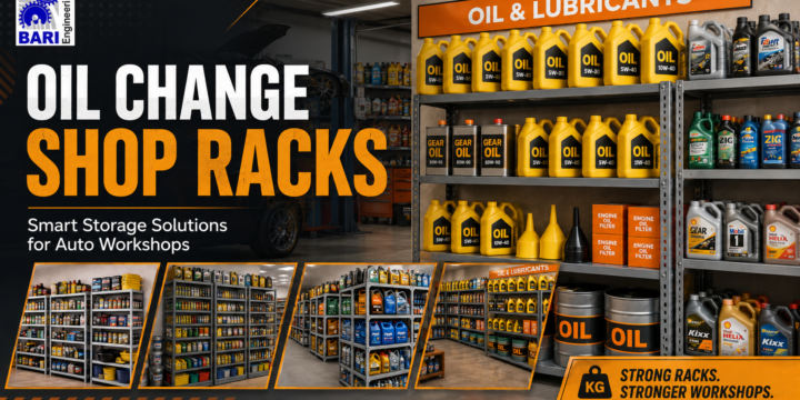 Oil Change Shop Racks for Organized Auto Shops